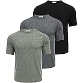 PINSPARK Men's 3 Pack Workout Shirts - Quick Dry Gym Athletic Shirts Moisture Wicking Short Sleeve T Shirts