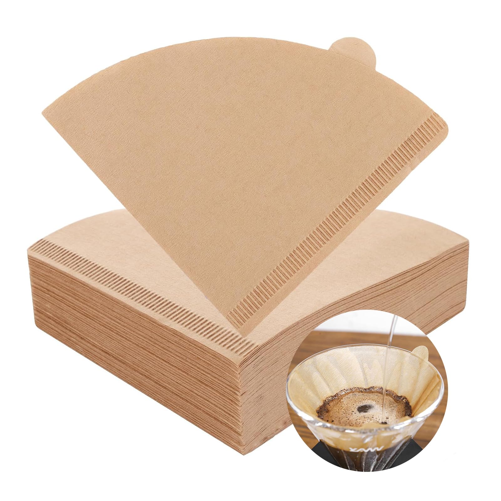 Photo 1 of Adove Coffee Filter, Size 02 Cone Coffee Filters Disposable, 100 Count Unbleached Natural Paper Filters 2-4 Cup, 2 Cone For Pour Over and Drip Coffee Maker(100)