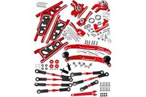 RCMYou Upgrades Part for 1/10 Slash 4x4/Slash 4x4 VXL,Alloy Turnbuckles Camber Links,Caster Block,Steering Blocks,Rear Stub Axle Carriers,Body Mounts,Suspension Arm,Red