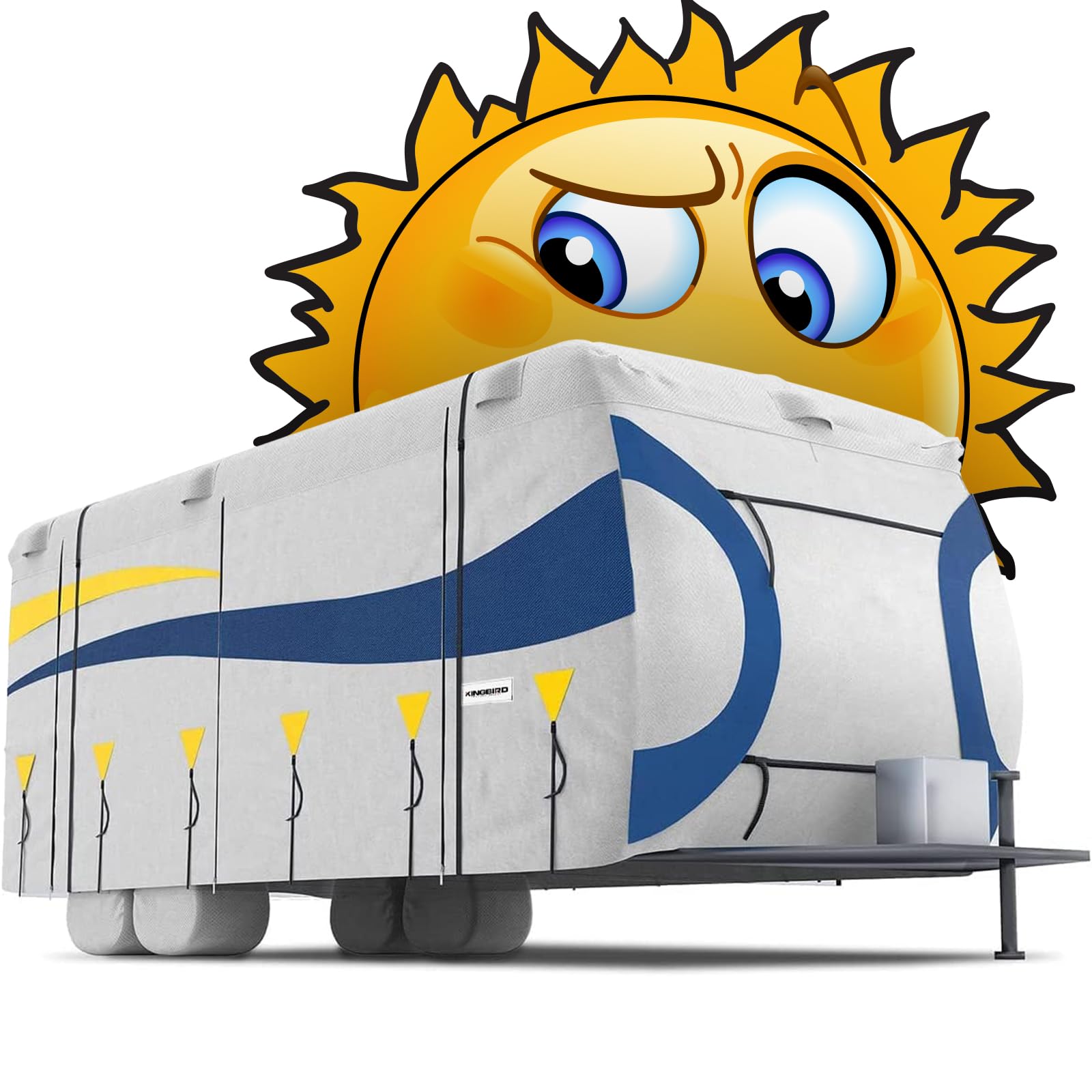 Photo 1 of KING BIRD 30-33ft RV Cover for Travel Trailer & Motorhome, Heavy Duty 5 Layers&300D Oxford Waterproof Camper Cover for Winter Snow, Tear-Resistant Windproof with Zipper Doors