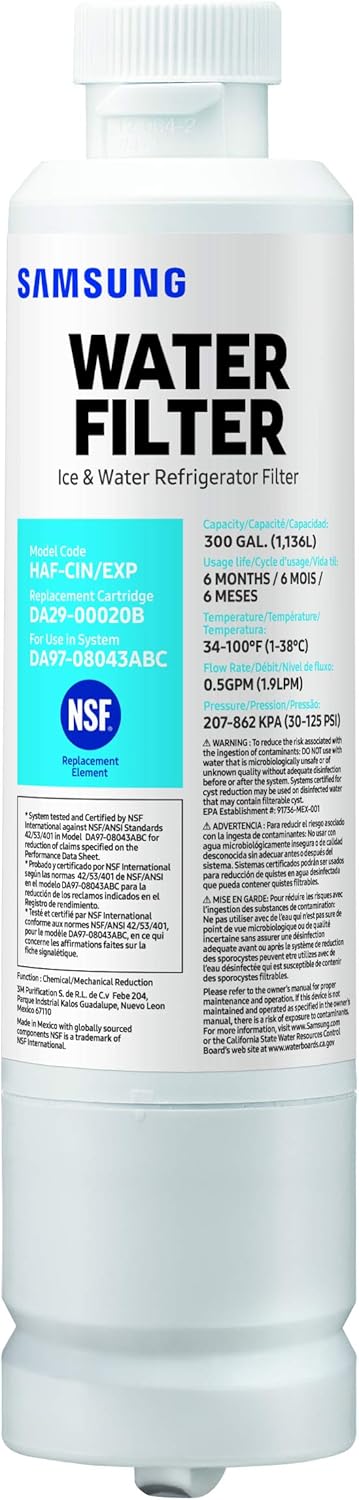 Samsung Da29-00020b-1P Refrigerator Water Filter 1 Pack (Packaging may vary): Home Improvement