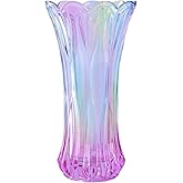 WHJY 9 inch Decorative Crystal Glass Colorful Flower Vase for centerpieces,Smoking, Flower Arrangements,Home Decor,Wedding or Gift Phoenix Tail Shape Thickened and Heavy