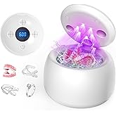ARAER Ultrasonic retainer cleaner machine, 45kHz denture dome With UV Light,Dental Cleaning POD For Aligners, Mouth Guards, Night Guards, Toothbrush,Jewelry,200ML Capacity
