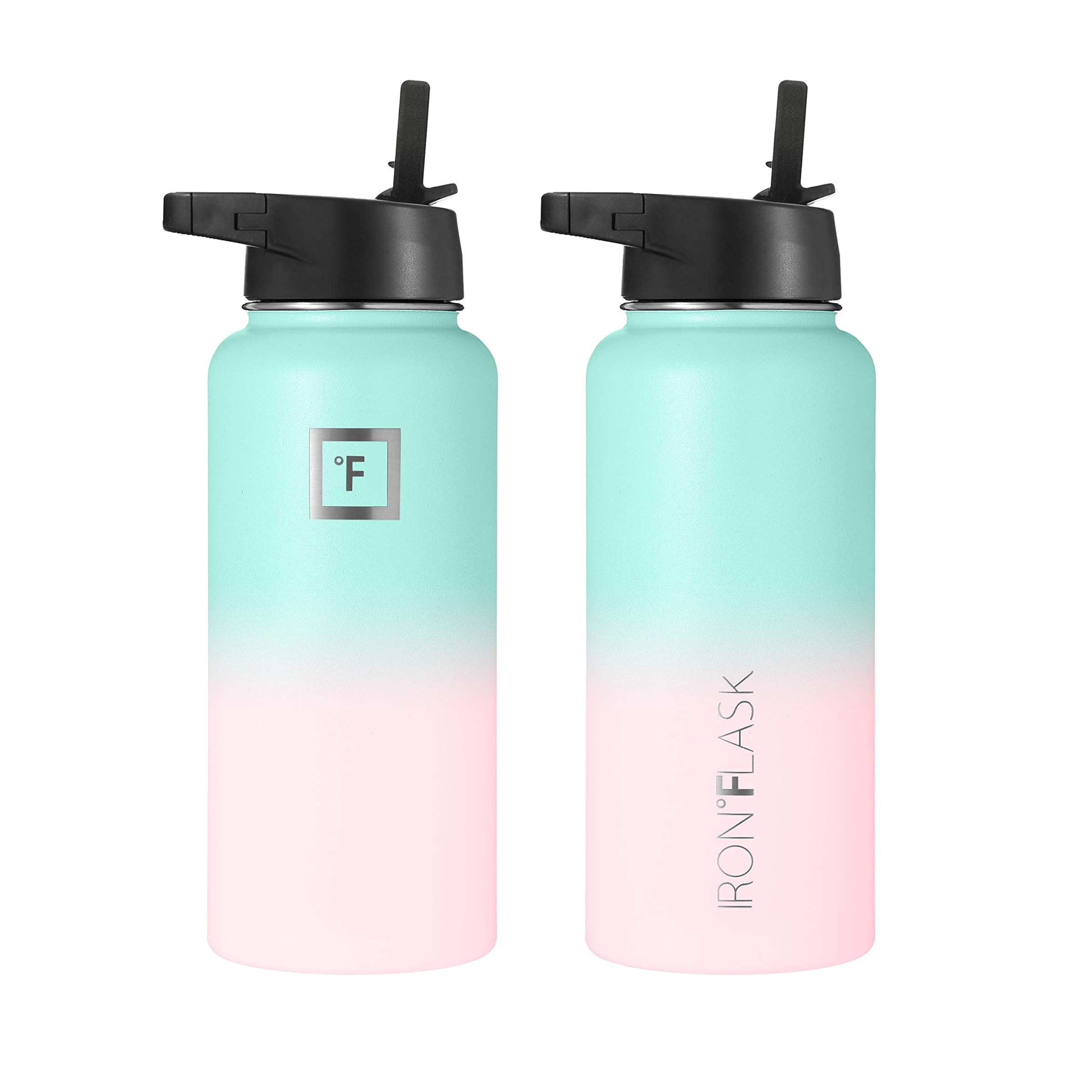 Iron Flask Sports Water Bottle - 14 oz, 18 oz, 22 oz, 32 oz, 40 oz, 64 oz, 3 Lids (Straw Lid), Vacuum Insulated Stainless Steel, Modern, Double Walled Simple Thermo Mug, Metal Water Bottle