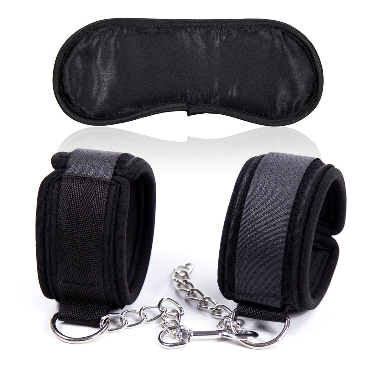 Yeoubi Handcuffs Adjustable Soft Wrist Cuffs and Eye Mask Blindfold SFCPA