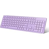 LeadsaiL Purple Wireless Keyboard, 2.4GHz Full-Sized Ergonomic Computer Keyboard, Cordless Noiseless Keyboard,12 FN Shortcuts
