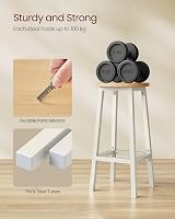 VASAGLE Bar Stool Set of 2 Kitchen Chair High Seat with Footrest Beige White view 5