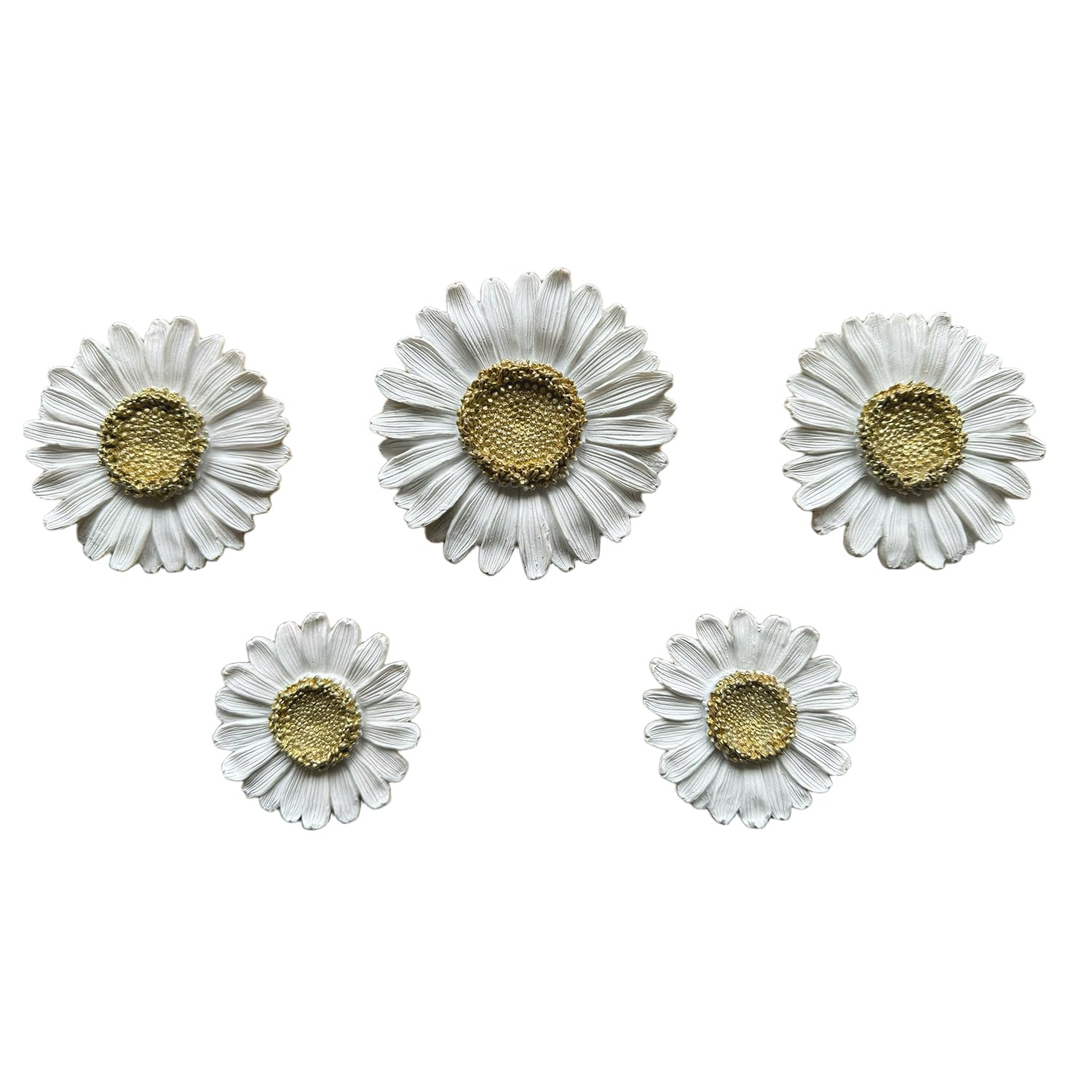 Photo 1 of **MISSING PIECES*** Waowumar Flowers Wall Decor White and Gold Floral Wall Hangings Resin Daisy Wall Art