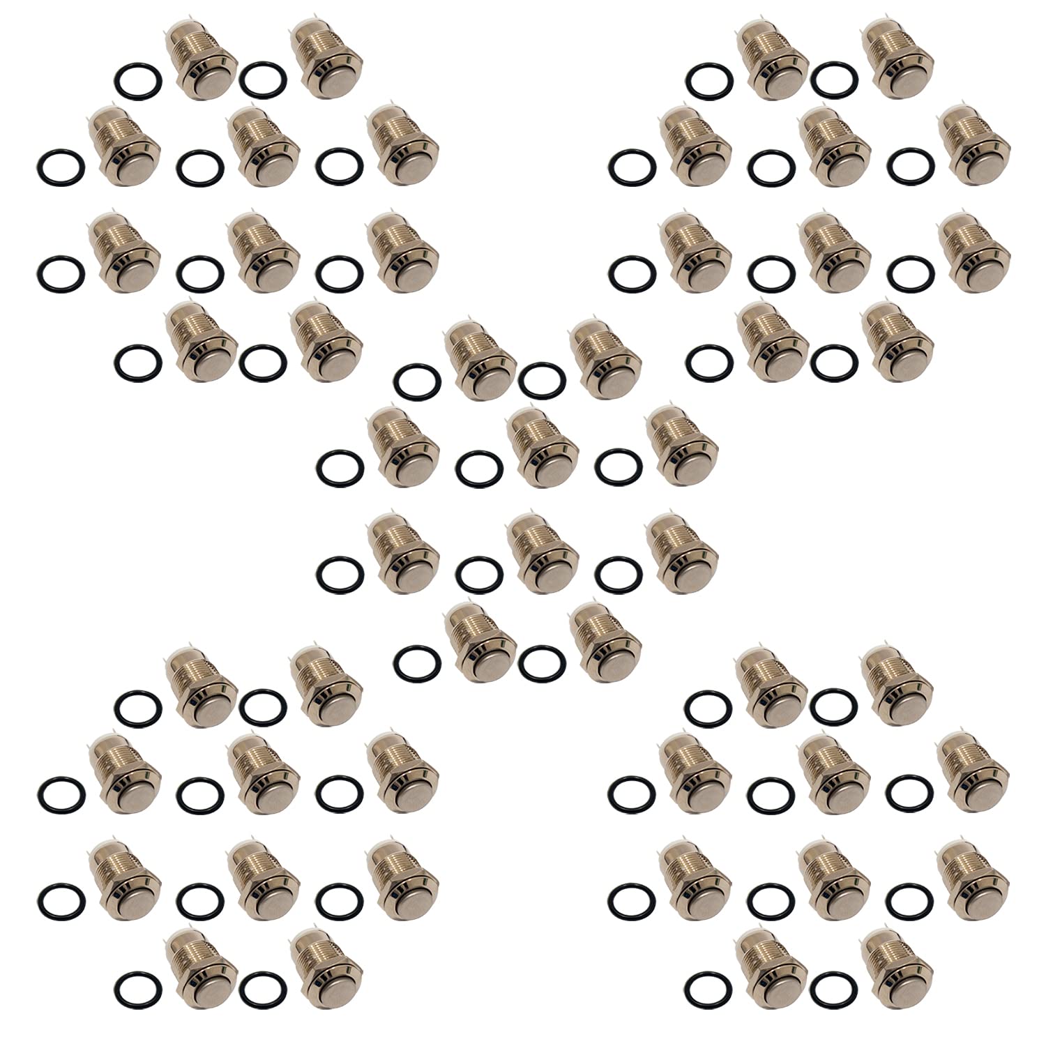 AZDelivery 50pcs Push Button 12V Waterproof Momentary Push Button Switch for Horn Button Switch, Doorbell Switch, Power Switch, Electrical Appliance 12mm Diameter Push Switch Including eBook