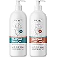 Edenika Botanicals Argan Oil Shampoo & Conditioner Set 16oz - Restorative, Moisturizing, Sulfate-Free - For Dry, Damaged, Color-Treated Hair - Increases Elasticity, Reduces Breakage, Adds Shine