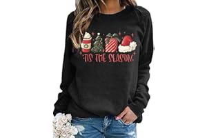 Fuyxxmer Tis The Season Sweatshirts for Women Christmas Sweatshirts Xmas Tree Hat Graphic Gift Pullover Blouse Tops
