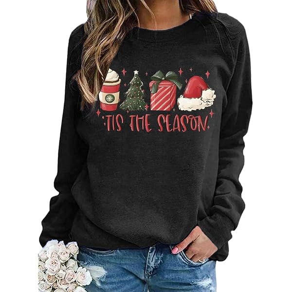 Pull De Noël Décontracté Pour Femme - Sweat Chaud à Manches Longues Col Rond Imprimé Doux Hiver