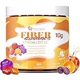 Migcopat 10G Fiber Gummies with Probiotics, Fiber Supplement with 30 Billion CFU Probiotics Blend, ACV, Vitamin C, Inulin - Support Digestive Health - No Sugar Added - Fruit Flavored - 90 Count