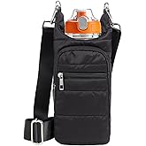Water Bottle Holder with Strap Water Bottle Carrier Bag Quilted Puffer Sling Purse Crossbody Hydro Bag for Women Walking