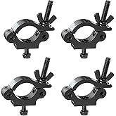 MFL. Heavy Duty Truss Clamp, 660 lb Aluminum Alloy DJ Light Clamps, Fits 1.5-2.0 Inch Truss for Stage Lighting Projector Par Lights, TUV Certificated ID: 50393001, Black, Pack of 4