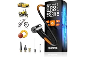 NEVERLAND Tire Inflator Portable Air Compressor - Cordless & 12V DC Air Pump for Car Tires, 150 PSI Bike Pump With Gauge, Auto-Shutoff Tire Pump for Car Bicycle Motorcycle Ball(1 Year Warranty)