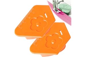 TIGARI 2Pcs Magnetic Seam Guide for Sewing Machine - 2024 Upgraded Multifunctional Polygonal Hemmer Guide with Scale, Universal Sewing Accessories & Supplies for Magnet Making Machine (Orange)