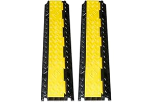 CXRCY Cable Ramp 2 Pack of 3 Channel PVC Rubber Cable Protector, 44000lbs Capacity Heavy Duty Speed Bumps Hose Cord Protector Ramps for Wire Hose Pipe Hider Driveway Outdoor