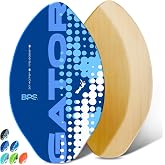 BPS 'Gator' Wooden Skimboard for Beach - Kids &amp; Adults, No Wax Needed | 7-ply poplar, waterproof coated, full EVA grip pad, nose rocker, sized 30-40in to 180lbs, 12-month Right Choice Promise