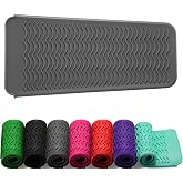 ZAXOP Heat Resistant Silicone Mat Pouch for Curling Irons &amp; Flat Irons, 2-in-1 Travel Case &amp; Cooling Pad for Hot Tools, Anti-Slip Countertop Protector, Pack Instantly Without Waiting to Cool(Grey)