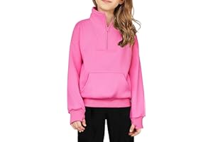 Arshiner Girls Half Zip Sweatshirt Fleece Quarter Zip Pullover Sweatshirts Fall Clothes for Teen Girls Thumb Hole