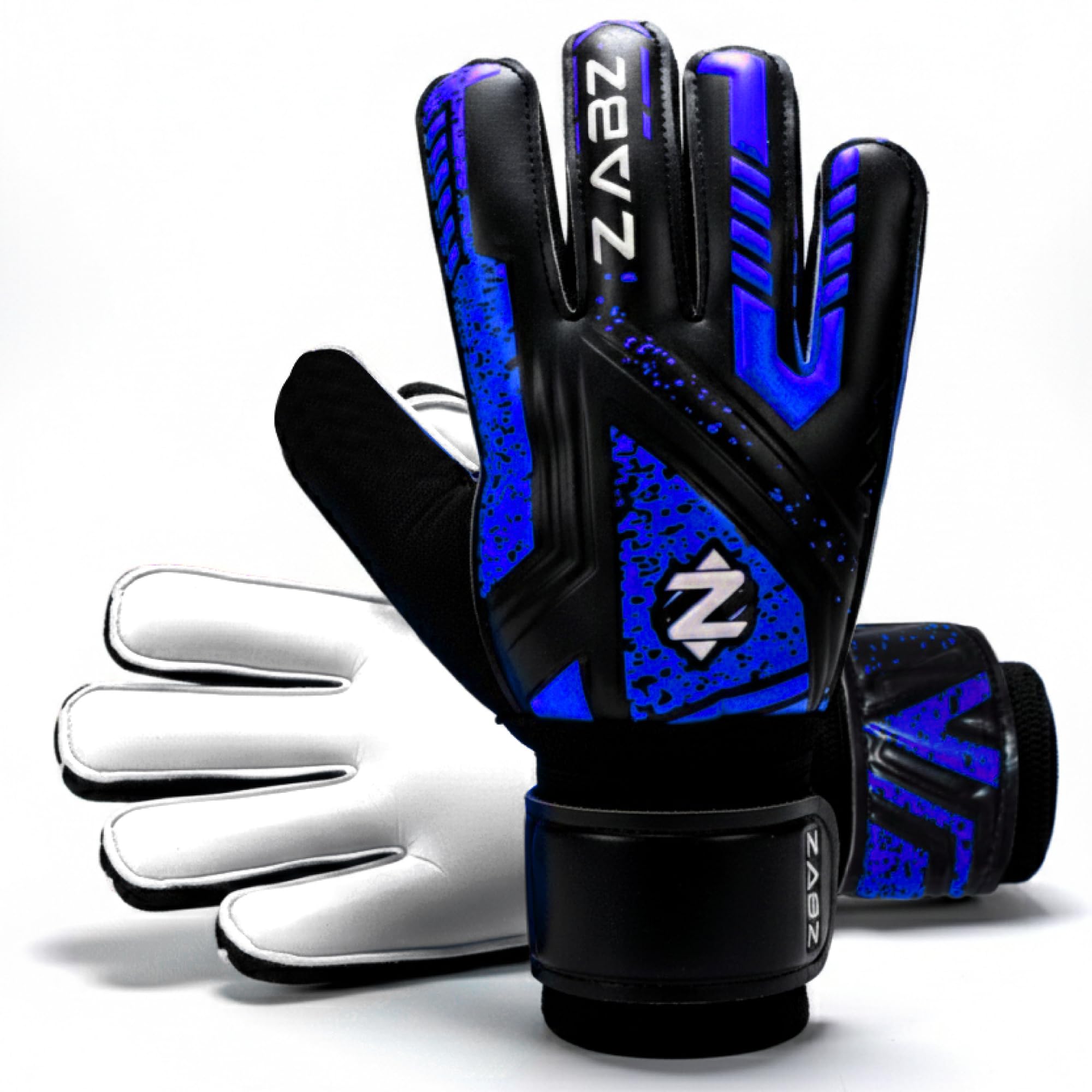 ZABZ Goalkeeper Gloves Non-slip Latex Material Soccer Goalie Football Goalkeeping Gloves Wrist Protection For Kids Youth and Adults (Blue, Size 3 suitable for 6 to 6 years old)