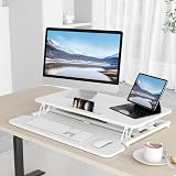 ERGOMAKER 32in Standing Desk Converter Dual Monitor White 80cm Wide view 2