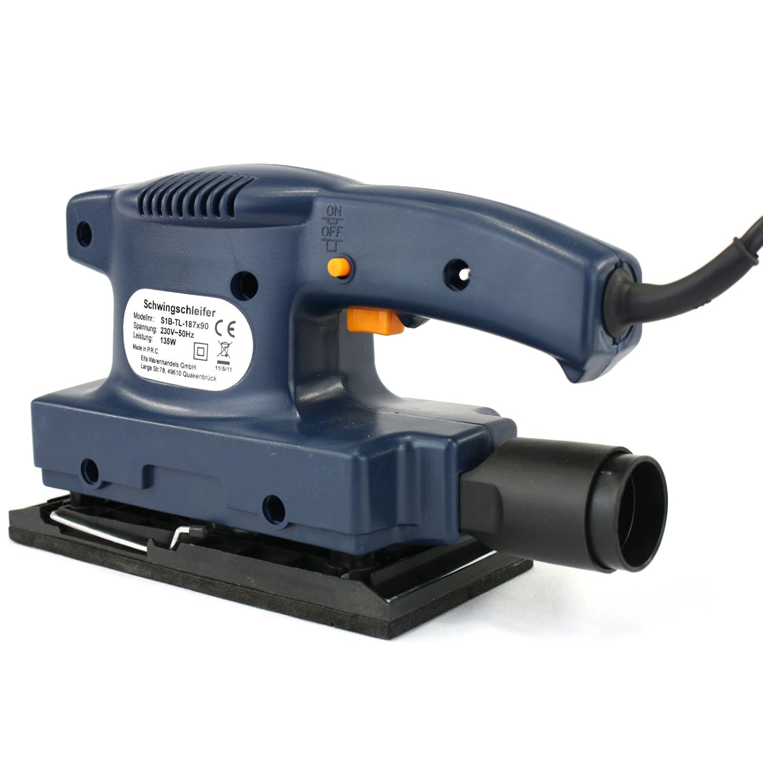 Der elektrische Lenox Schwingschleifer in der Hinteransicht Ansicht Absaugung