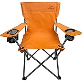 Anytime Chair for Camping, Sports, and The Outdoors w/Carry Bag, Camping Chairs for Adults, Folding Chair for Outside, (by Caddis Sports) (1, Orange)
