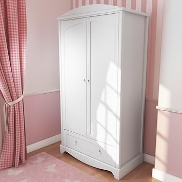 Victoria Kids White 2 Door Wardrobe Crystal Effect Handles