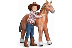 KIDDIELOOT 37" Inflatable Horse Decoration - Blow Up Brown Horse Toy for Kids Western, Cowboy, Barnyard, Farm & Rodeo Party Supplies, Birthday, Fall Festivals, Baby Shower, Halloween & Holiday Décor