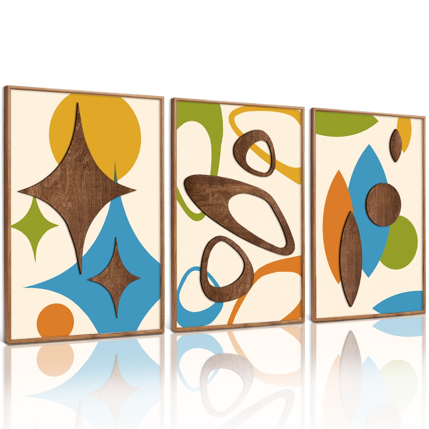 TOARTi 3PCS Framed 3D Mid Century Modern Wall Art Set(16x24inches ...