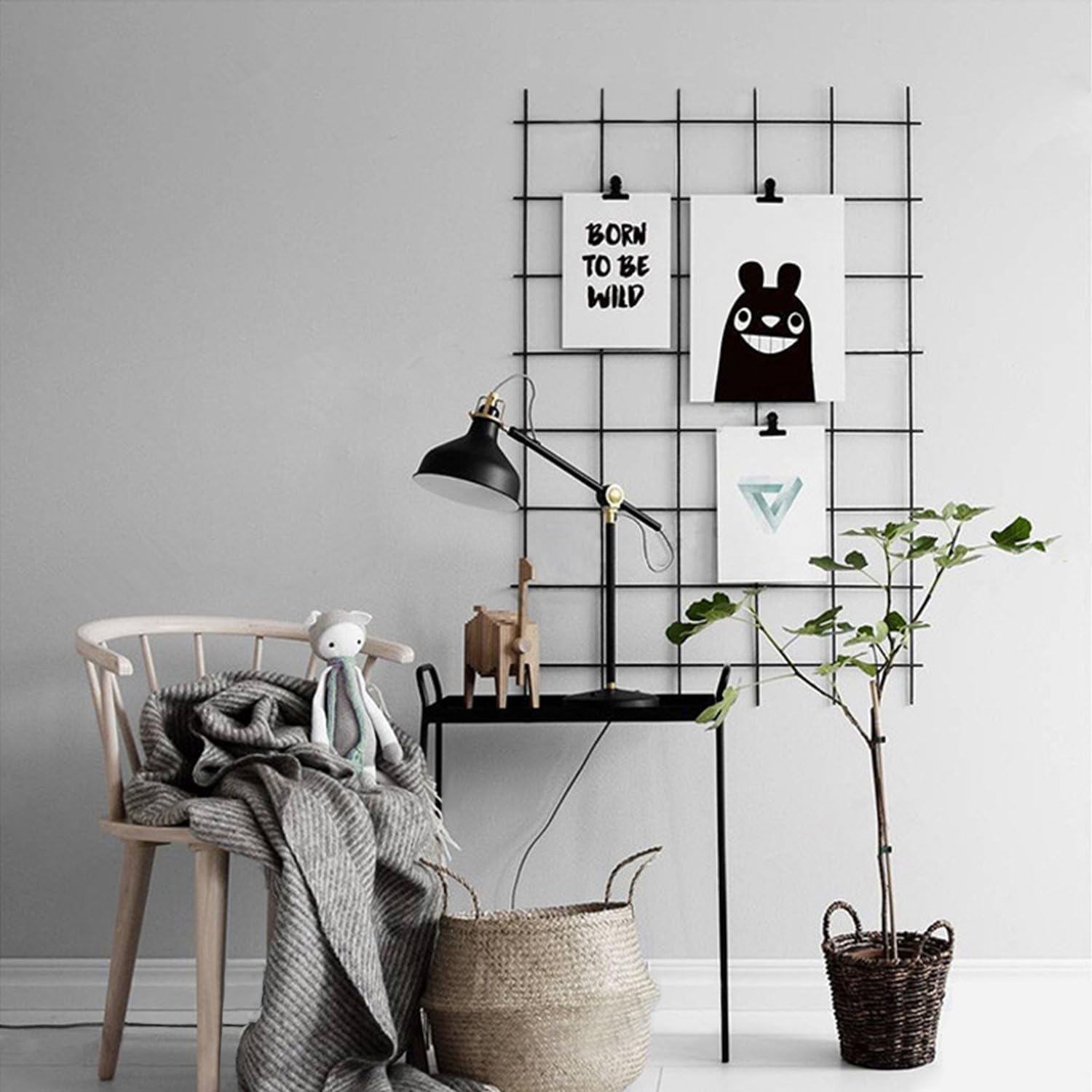 Kaforise Wire Wall Gird Panel, Frameless Inspirational Quotes Photo Artwork Display, 4 Nails, Size 31.5"x20.5"/80x52cm,Black,1PCS