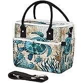 Ocean Sea Turtles Women Lunch Bag for work Large Lunch Tote Bag for Girls, Leakproof Reusable Insulated Lunch Box Organizer Cooler Bag for Work School Picnic Beach Hiking