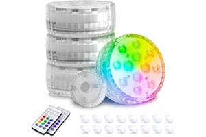 BYQIYE Underwater LED Light for Pool - Submersible LED Pool Light with 16 RGB Color Changing, IP68 Waterproof, RF Remote, Magnet/Suction Cups/AAA Battery for Spa/Bath/Hot Tub/Inground/Above-Ground Pool (4)