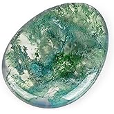 Artistone Moss Agate Crystal Chakra Thumb Worry Stone Teardrop Reiki Healing Stone Pocket Palm Stones for Anxiety Stress Relief Meditation Therapy Geometry Home Decor