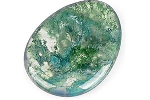 Artistone Moss Agate Crystal Chakra Thumb Worry Stone Teardrop Reiki Healing Stone Pocket Palm Stones for Anxiety Stress Relief Meditation Therapy Geometry Home Decor