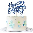 Soccer Birthday Cake Topper - Football Player Sport Theme Decor For Boy's 1st Birthday Party - Blue Glitter