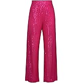 Aelidiya Women's Glitter Sequin Long Loose Pants Bling Party Clubwear Elastic Casual Pants