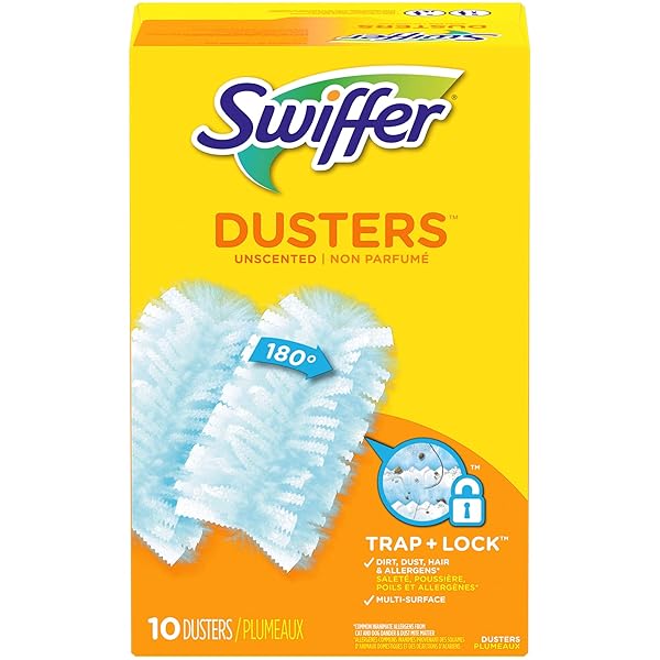 SWIFFER REFILL DUSTERS, DUST LOCK FIBER, LIGHT BLUE, UNSCENTED, 10/BOX, 4 BOX/CARTON