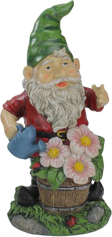 Amazon.com: 13" Gnome with Flowers Solar Powered Lighted Outdoor Patio