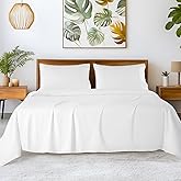 SONORO KATE 100% Egyptian Cotton Sheets - 1200 Thread Count, Luxury & Cooling Hotel Cotton Bed Sheets Set 4 Piece, Sateen Weave for Soft Feel, Fits Upto 16" Mattress (White, Queen)