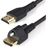 StarTech 6ft HDMI 2.0 Cable with Locking Screw, 4K 60Hz, HDR, Male to Male | HDMI Monitor Cable with Locking Screw for Secure Connection, With Ethernet, HDMM2MLS