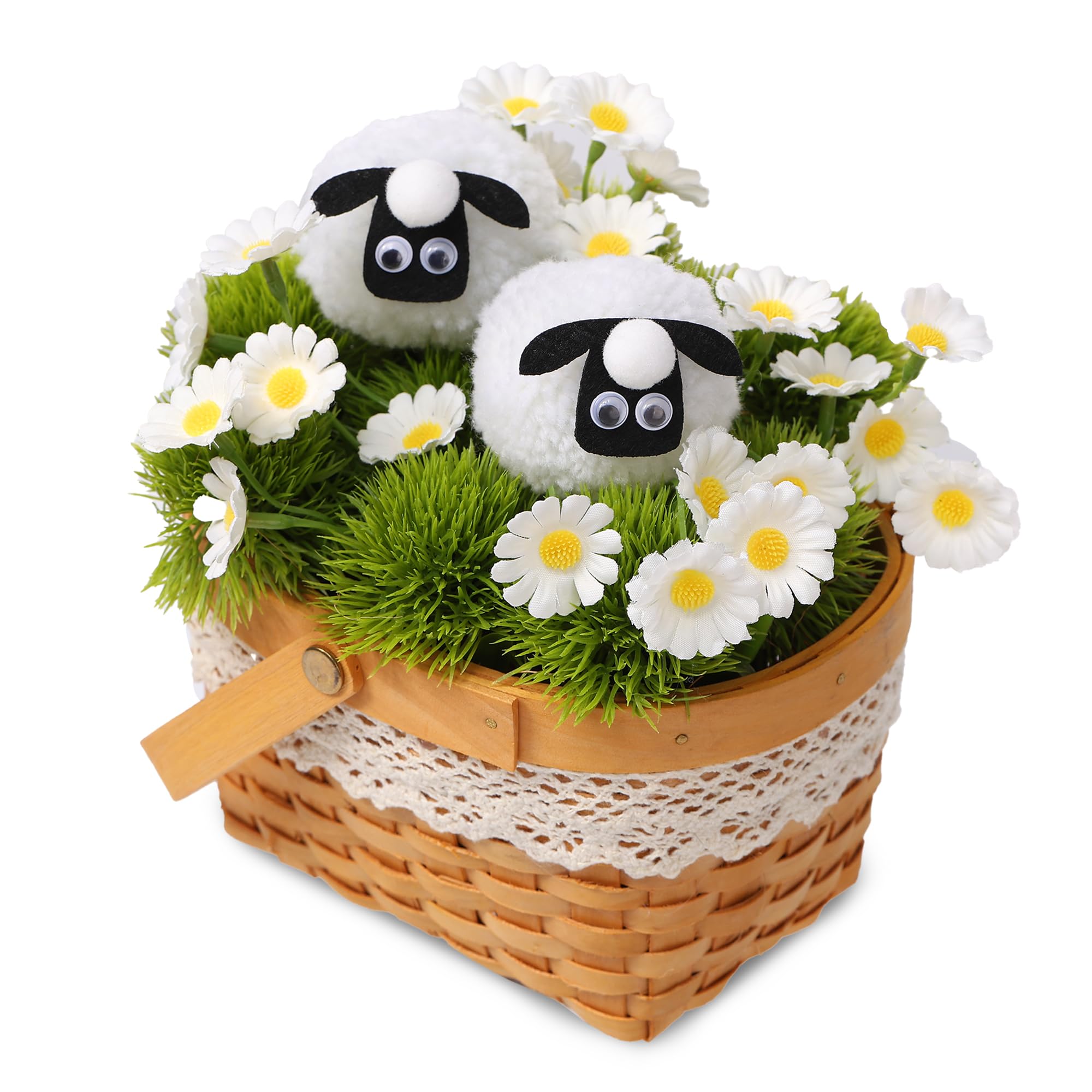 Photo 1 of Lamb handmade home decorations Ornaments, sheep dandelion daisy basket of perfect knot, look at the decorations that can make you feel happy all day, suitable for a variety of holiday gifts