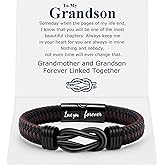 Infinity Knot Leather Bracelet Forever Linked Together Bracelet Birthday Christmas Anniversary Bracelet Idea Mens Braided Cuff 7.8/8.5/9 Inches Bracelet for Man Son Husband Boyfriend Brother Grandson
