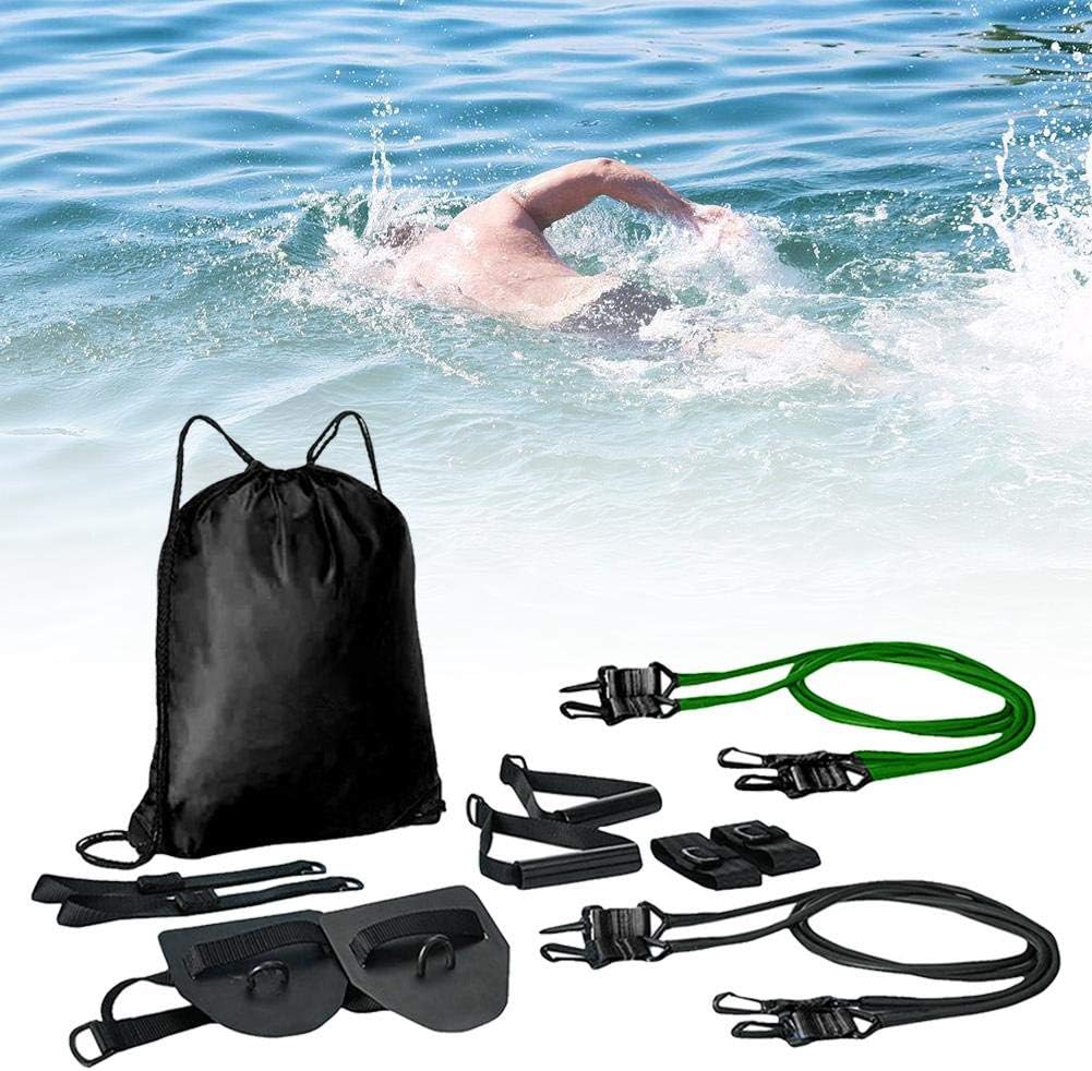 TODAYTOP Advanced Swim Training Set Swim Tether Stationary Swimming No Slipping Muscles Strengthening Webbed Gloves Swim Trainer Set