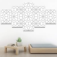 SIGNWIN 5 Panel Canvas Wall Art Modern Art Decorative Elements Fun Geometric Mixed Media Multicolor Patterns for Home Decorations Ready to Hang - 60