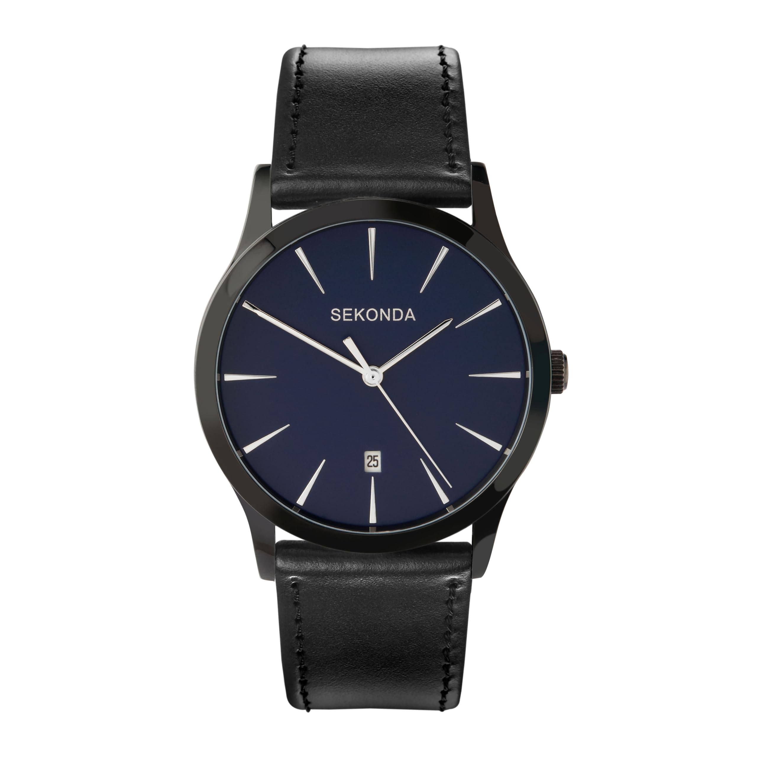 SEKONDA Men's Quartz Watch with Blue Dial Analogue Display and Black PU Strap 3536 — image 1