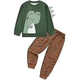 Latnnut Toddler Boy Clothes Fall Winter Outfit Long Sleeve Animal Printed Top and Pants Set 2 Piece Sweatsuit 2-7Y