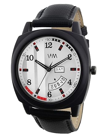 Mens Leather White Analog Watch-DDWM-078
